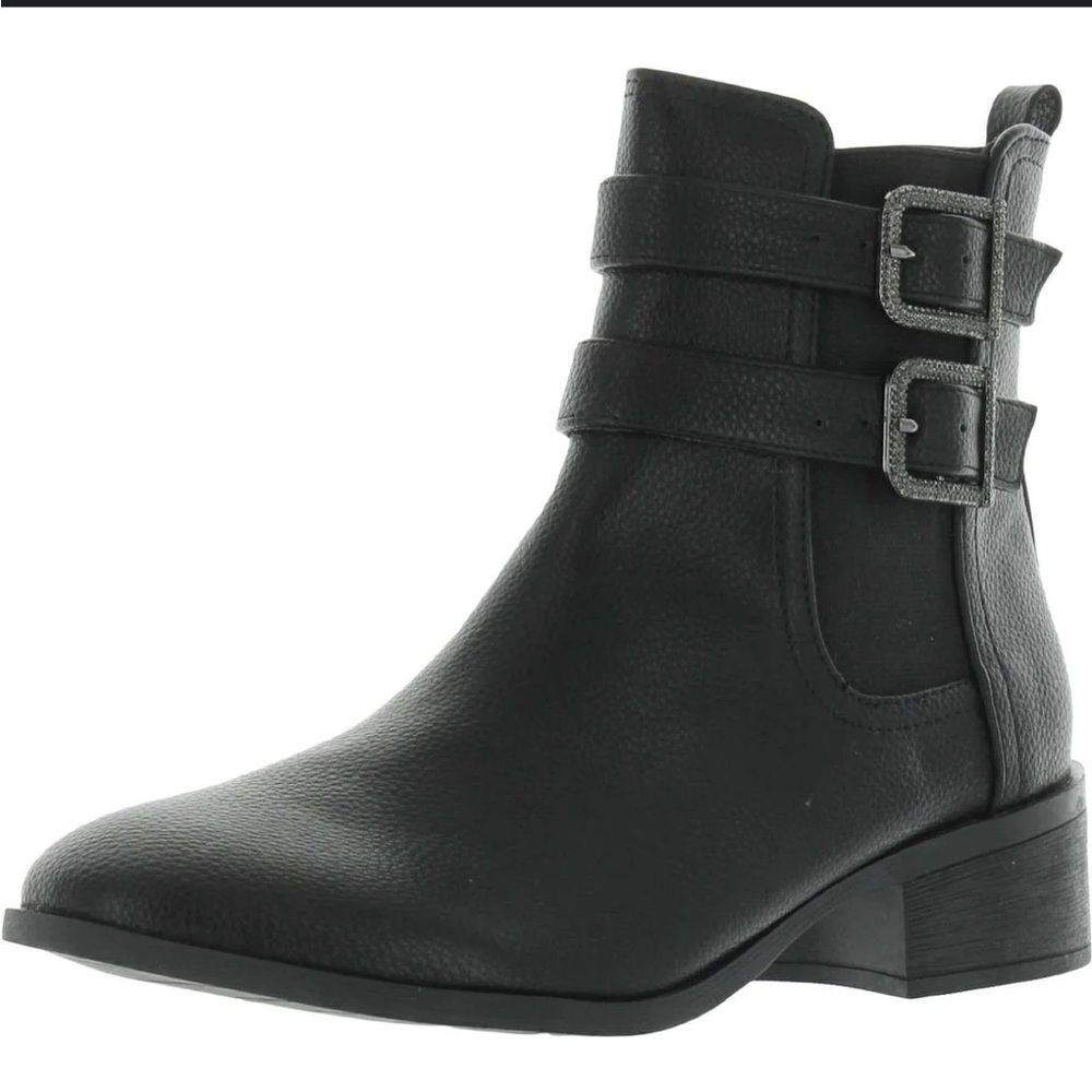 Kenneth Cole Reaction Black Leather Buckle Salt Biker Ankle Boots jewel‎ Size 11